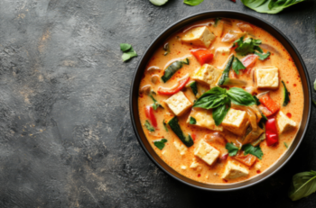 Curry rouge au tofu et chayotte avec son riz